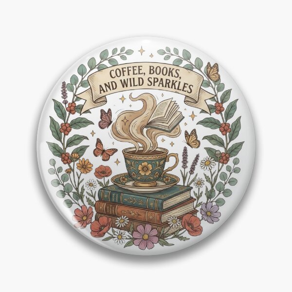 Item preview, Coffee Books and Wild Sparkles | Book Lover Coffee Art | Librarian Reader Cottagecore Design designed and sold by TheDigitalArtisianHub.