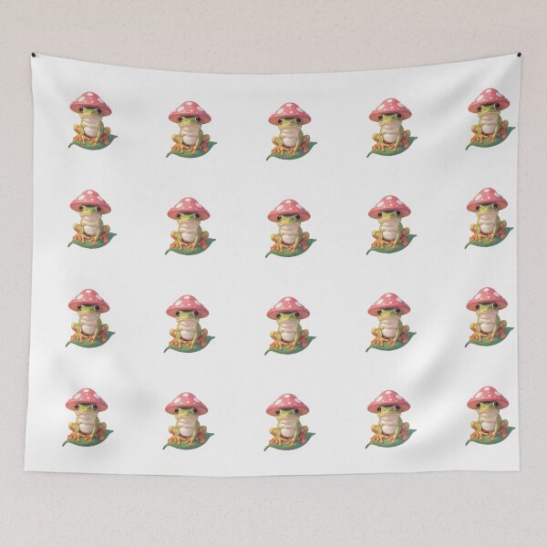Item preview, Cute Frog with Mushroom Hat Sticker | Kawaii Forest Frog | Cottagecore Nature Art designed and sold by AhiraDesign.