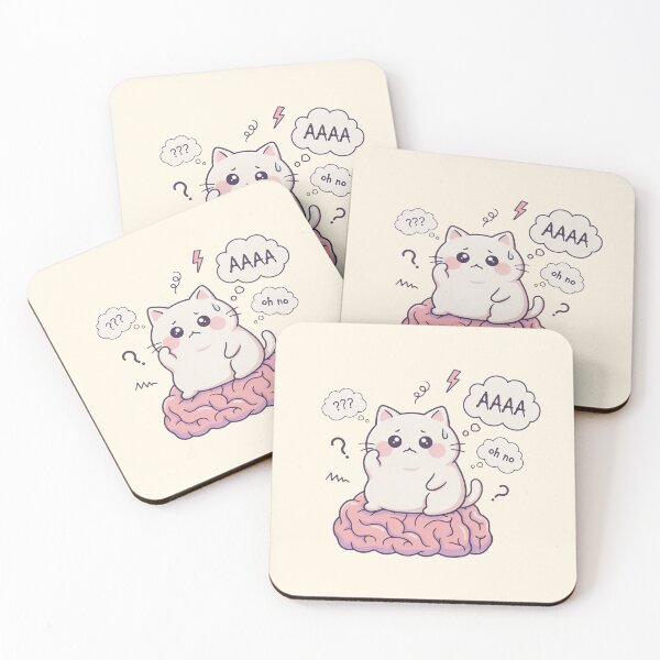 Item preview, "Overthinking Club – President Since Birth" | Cute Anxious Cat on Brain Design | Funny Mental Health Quote Art designed and sold by Arobinoz.