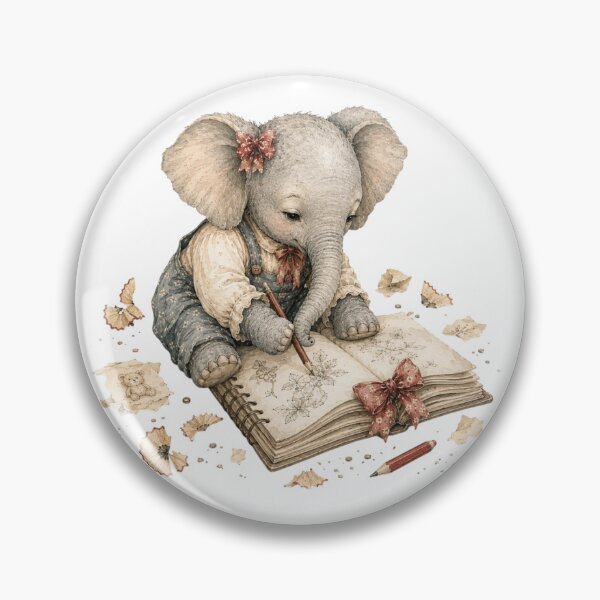 Item preview, Cute Baby Elephant Sketching Artist Journaling Aesthetic designed and sold by AQUILAKREO.