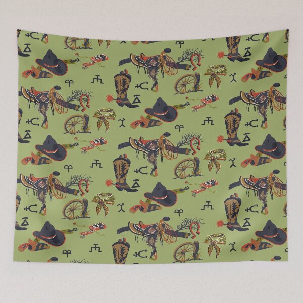 Item preview, Panhandle Slim Western Print in Green designed and sold by Raqilu Designs.