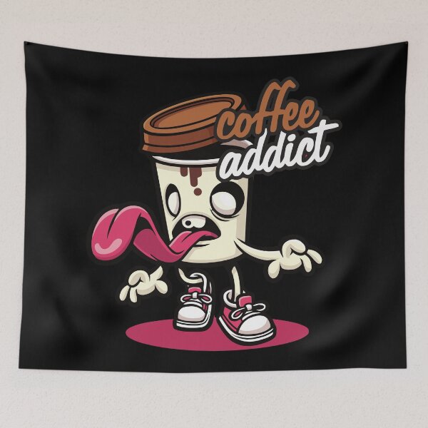Item preview, Adorable Coffee Addict Cartoon Character designed and sold by StickerAndLove.