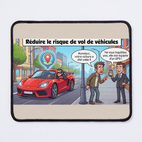 Item preview, Reducing the risk of vehicle theft – Humorous cartoon about GPS geolocation and car anti-theft devices 2 designed and sold by WordPlayStudio.
