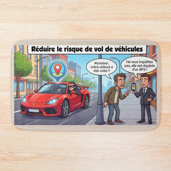 Item preview, Reducing the risk of vehicle theft – Humorous cartoon about GPS geolocation and car anti-theft devices 2 designed and sold by WordPlayStudio.