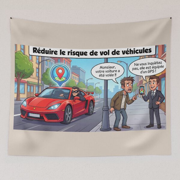 Item preview, Reducing the risk of vehicle theft – Humorous cartoon about GPS geolocation and car anti-theft devices 2 designed and sold by WordPlayStudio.