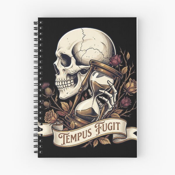 Item preview, Tempus Fugit Gold Skull Hourglass and Flowers designed and sold by nuel-art.