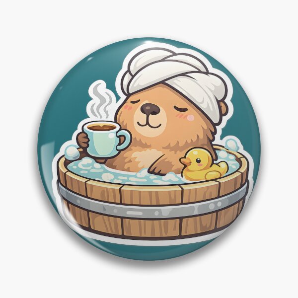 Item preview, Capybara Spa Day – Cute Kawaii Coffee Sticker designed and sold by KawaiiOrbit.