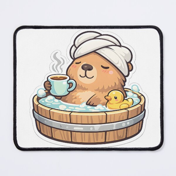 Item preview, Capybara Spa Day – Cute Kawaii Coffee Sticker designed and sold by KawaiiOrbit.