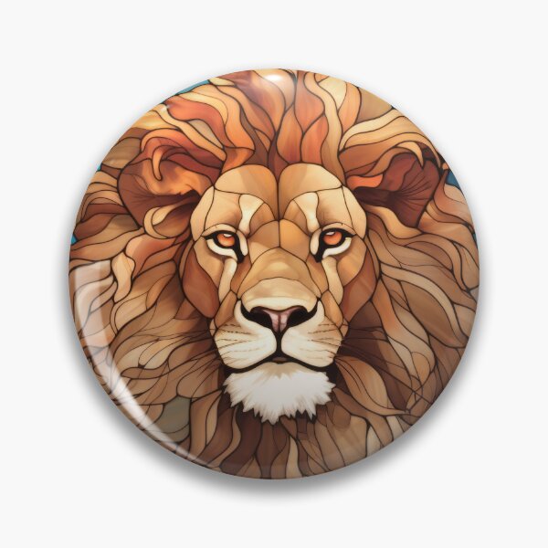 Item preview, Majestic Lion Portrait Stained Glass AI Art designed and sold by pinkal.