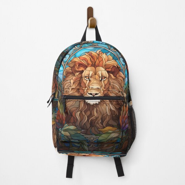 Item preview, Majestic Lion Portrait Stained Glass AI Art designed and sold by pinkal.