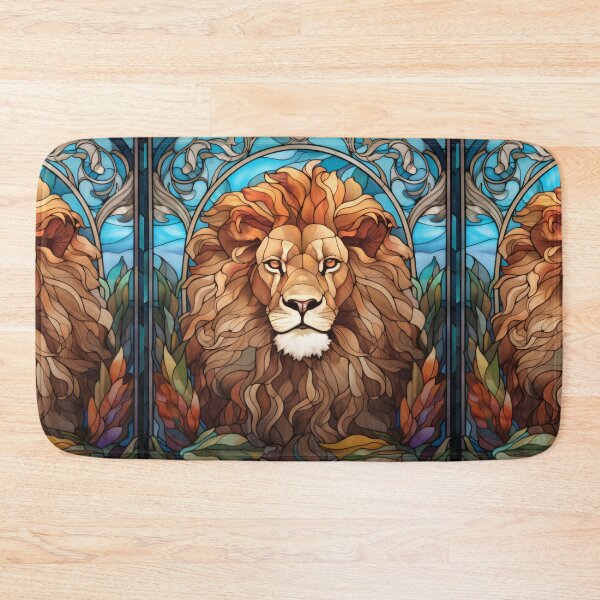 Item preview, Majestic Lion Portrait Stained Glass AI Art designed and sold by pinkal.