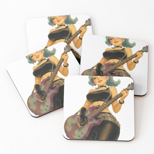 Item preview, Retro Rocker Pinup – Vintage Guitar Girl Original Art designed and sold by Cosplayvintage.