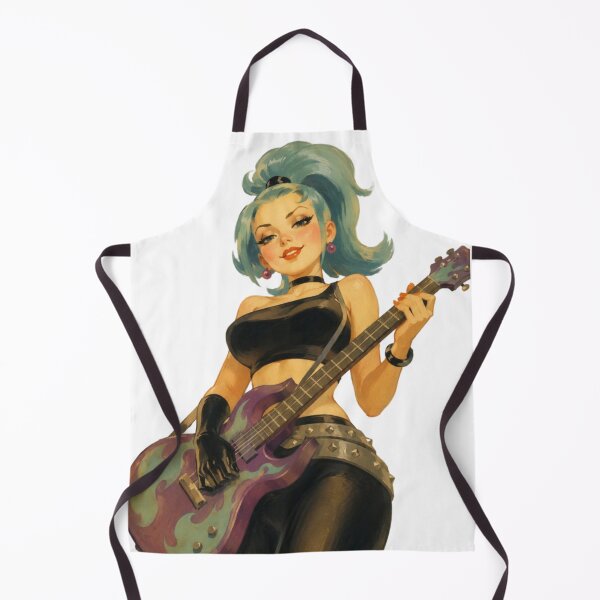 Item preview, Retro Rocker Pinup – Vintage Guitar Girl Original Art designed and sold by Cosplayvintage.