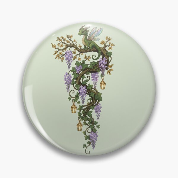 Item preview, Cute Baby Dragon on Wisteria Vine with Glowing Lanterns designed and sold by carthagia.