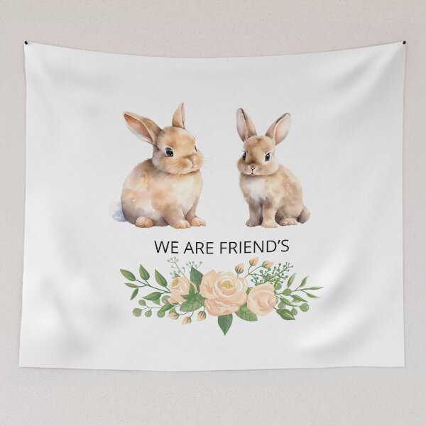 Item preview, Two Adorable Rabbits with Flowers designed and sold by DidiDesignShop.