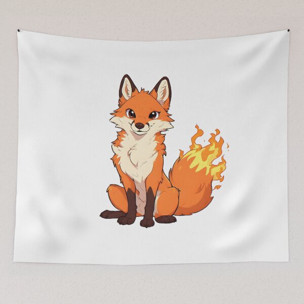 Item preview, Cute Fire-Tailed Fox Cartoon Illustration | Fantasy Woodland Animal Art designed and sold by Karolina’s Cozy Creations.