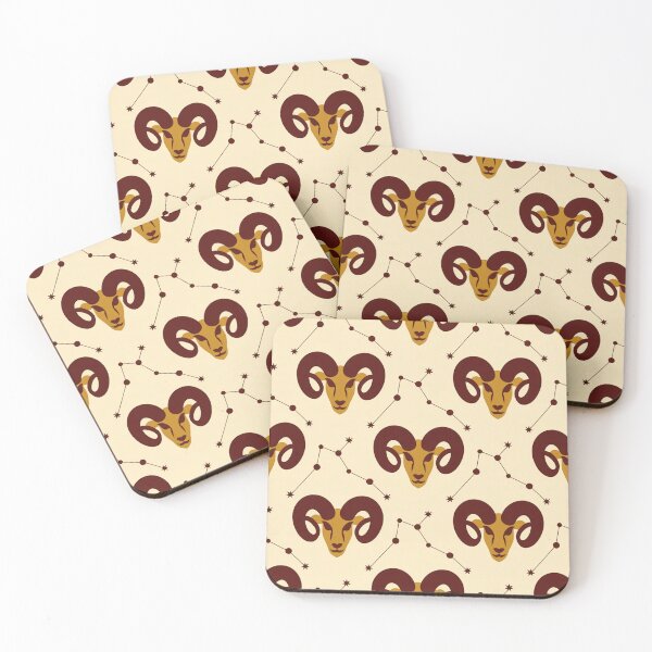 Item preview, Aries Ram Zodiac Pattern | Golden Constellation Seamless Repeat designed and sold by Midnight Veil Designs.