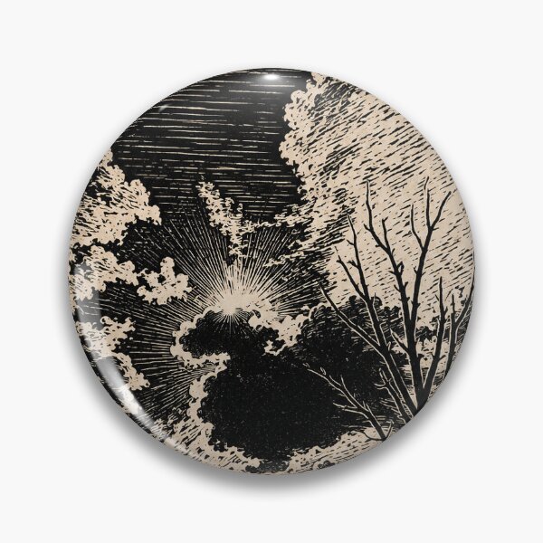 Item preview, Dramatic Sky Over a Lake | Linocut Landscape Sticker & Postcard designed and sold by Linoluca.