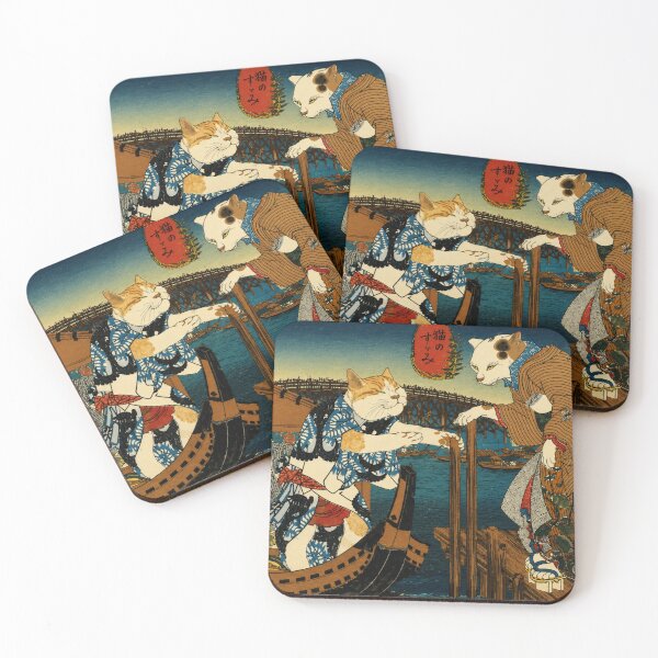 Item preview, Cat's cooling off by Utagawa Kuniyoshi - Samurai Cat Ukiyo-e Wall Art for Japanese Art Lovers designed and sold by RickE.
