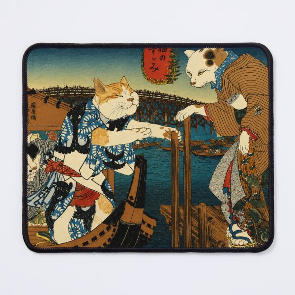Item preview, Cat's cooling off by Utagawa Kuniyoshi - Samurai Cat Ukiyo-e Wall Art for Japanese Art Lovers designed and sold by RickE.