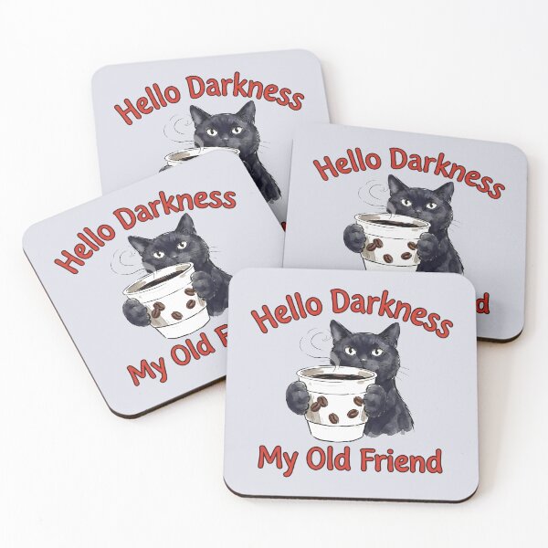 Item preview, Funny Black Cat Coffee Hello Darkness My Old Friend designed and sold by HowToCanadian.