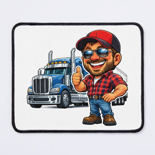 Item preview, Big Rig Trucker Cartoon designed and sold by AlexLineArt.