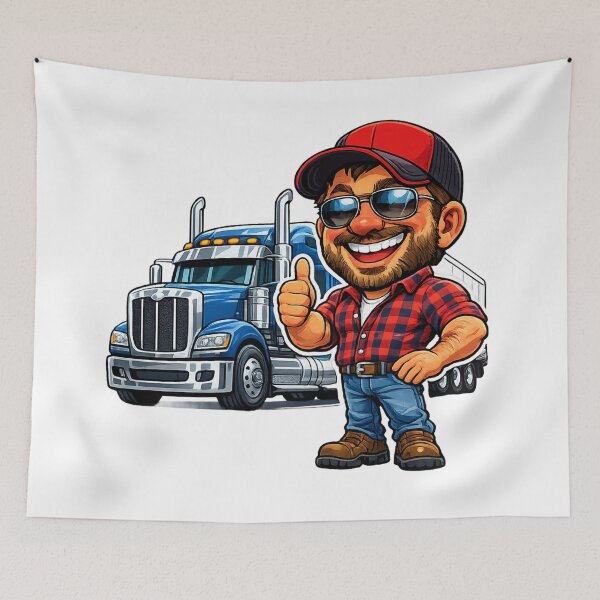Item preview, Big Rig Trucker Cartoon designed and sold by AlexLineArt.