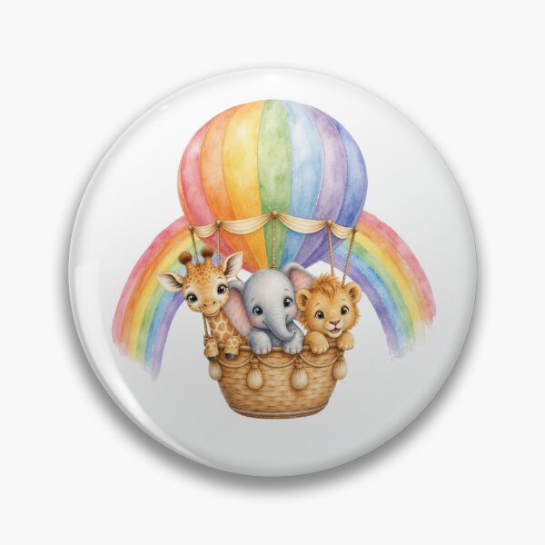Item preview, Cute Safari Animals in Rainbow Hot Air Balloon | Watercolor Nursery Illustration designed and sold by PAPIRO SIGLO XXI.