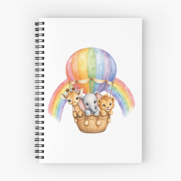 Item preview, Cute Safari Animals in Rainbow Hot Air Balloon | Watercolor Nursery Illustration designed and sold by PAPIRO SIGLO XXI.