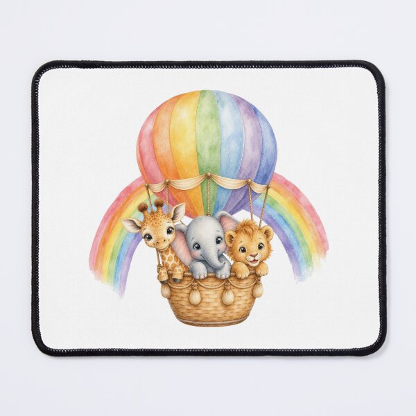 Item preview, Cute Safari Animals in Rainbow Hot Air Balloon | Watercolor Nursery Illustration designed and sold by PAPIRO SIGLO XXI.