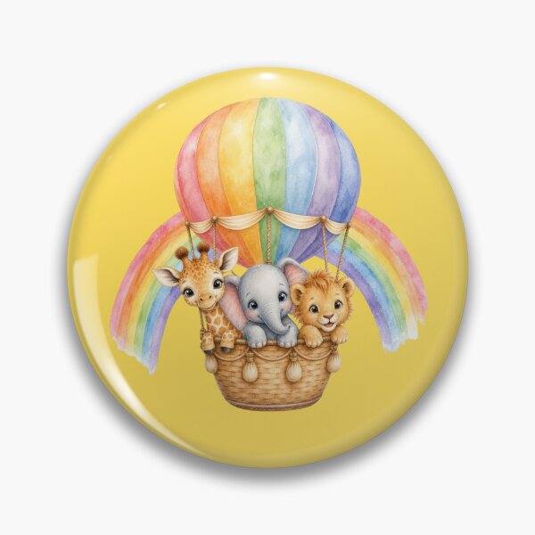 Item preview, Baby Safari Animals in Rainbow Hot Air Balloon | Watercolor Nursery Illustration designed and sold by PAPIRO SIGLO XXI.