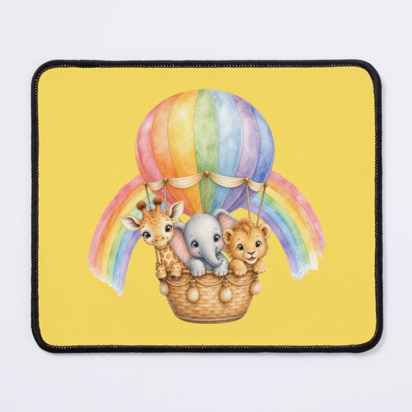 Item preview, Baby Safari Animals in Rainbow Hot Air Balloon | Watercolor Nursery Illustration designed and sold by PAPIRO SIGLO XXI.