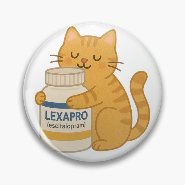 Item preview, Funny Cat Hugging Lexapro Sticker – Whimsical Mental Health Support Art designed and sold by bigratfarm.
