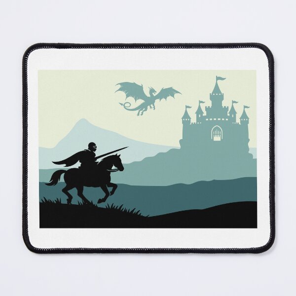 Item preview, Medieval Knight & Dragon Battle Fantasy Silhouette Poster designed and sold by AtonuHaque.