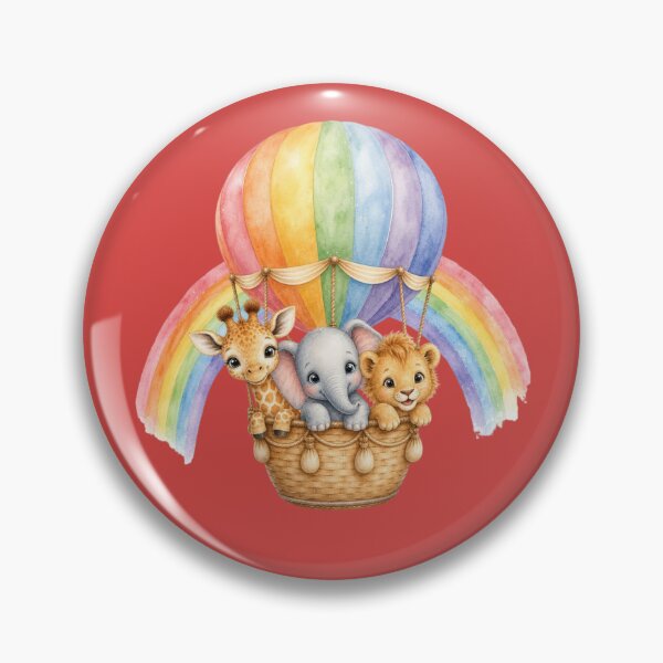 Item preview, Baby Safari Animals in Rainbow Hot Air Balloon | Watercolor Nursery Illustration designed and sold by PAPIRO SIGLO XXI.