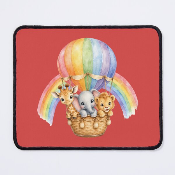 Item preview, Baby Safari Animals in Rainbow Hot Air Balloon | Watercolor Nursery Illustration designed and sold by PAPIRO SIGLO XXI.