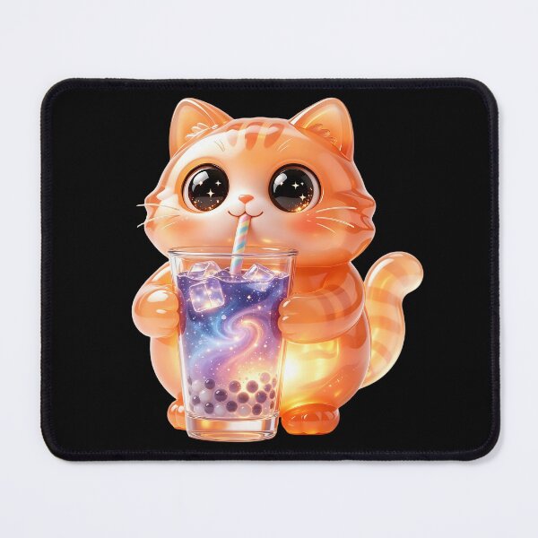 Item preview, Galaxy Boba Cat - Cute Emerald Cat Drinking Bubble Tea designed and sold by ABYSSLAB.