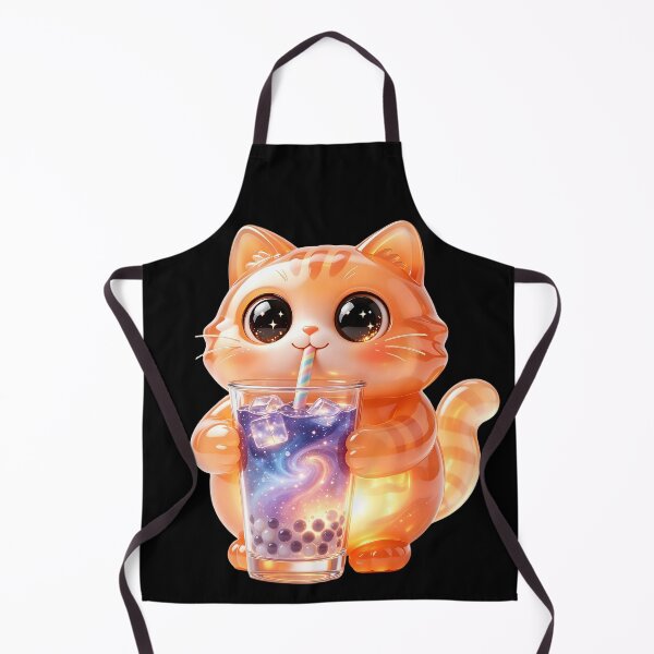 Item preview, Galaxy Boba Cat - Cute Emerald Cat Drinking Bubble Tea designed and sold by ABYSSLAB.