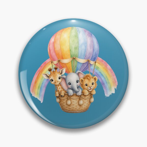 Item preview, Cute Safari Animals in Rainbow Hot Air Balloon | Watercolor Nursery Illustration designed and sold by PAPIRO SIGLO XXI.