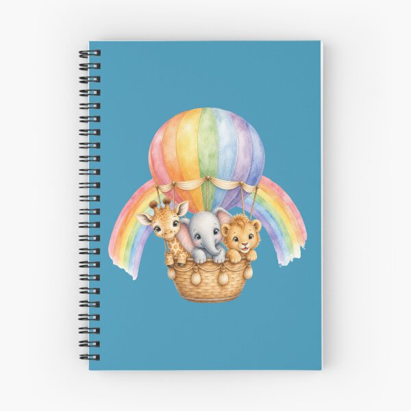 Item preview, Cute Safari Animals in Rainbow Hot Air Balloon | Watercolor Nursery Illustration designed and sold by PAPIRO SIGLO XXI.