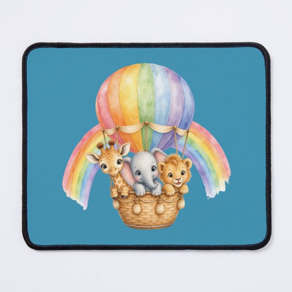 Item preview, Cute Safari Animals in Rainbow Hot Air Balloon | Watercolor Nursery Illustration designed and sold by PAPIRO SIGLO XXI.
