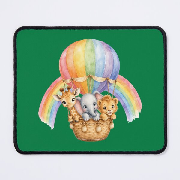 Item preview, Cute Safari Animals in Rainbow Hot Air Balloon | Watercolor Nursery Illustration designed and sold by PAPIRO SIGLO XXI.