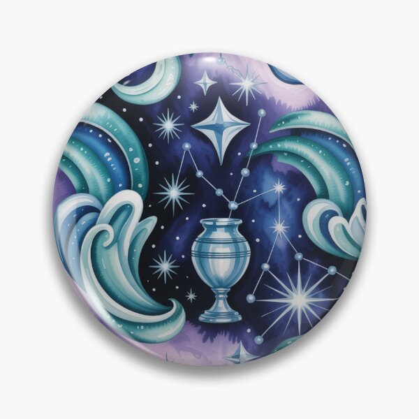 Item preview, Mystical Aquarius Zodiac Pattern | Celestial Urn Seamless Repeat designed and sold by Midnight Veil Designs.