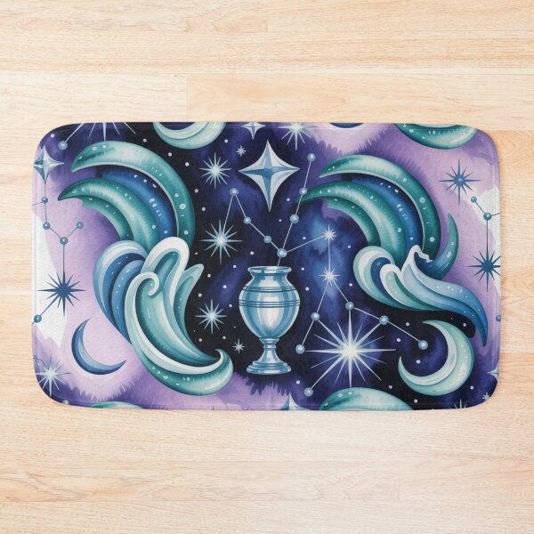 Item preview, Mystical Aquarius Zodiac Pattern | Celestial Urn Seamless Repeat designed and sold by Midnight Veil Designs.