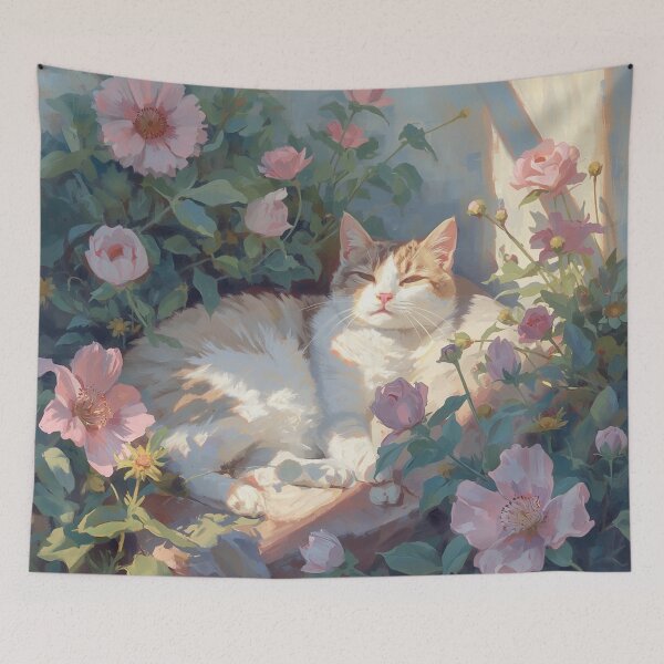 Item preview, Dreamy Cat in Blooming Garden designed and sold by The.zonex.designs.