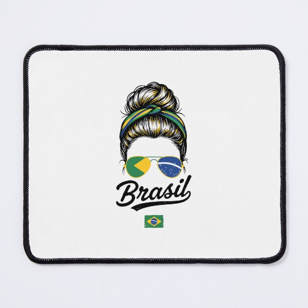 Item preview, Brazil Pop Art Woman T-Shirt – Vintage Woodcut Brazilian Flag Sunglasses Graphic for Proud Brazil Supporters designed and sold by paulo silveira.