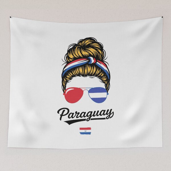 Item preview, Paraguay Pop Art Woman T-Shirt – Vintage Woodcut Flag Sunglasses Graphic for Proud Paraguay Supporters designed and sold by paulo silveira.