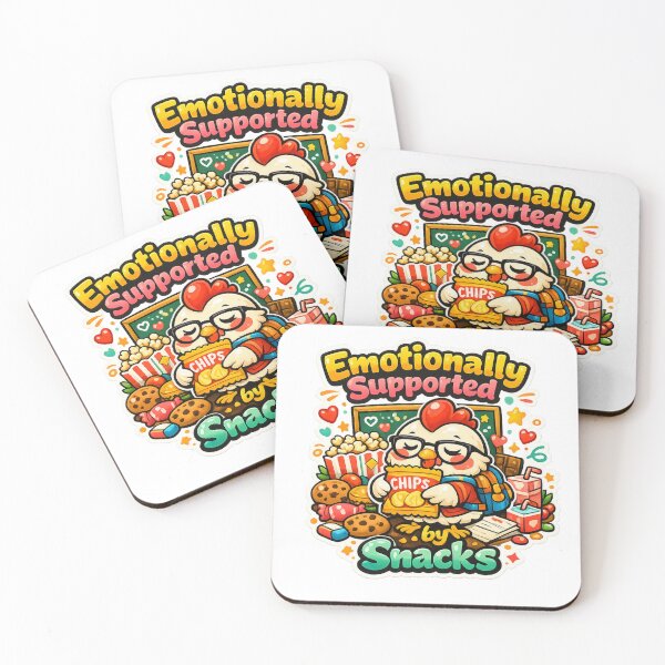 Item preview, Emotionally Supported by Snacks Funny Chicken Cartoon Cute Food Lover Comfort Food designed and sold by Chill Chicken Studio.