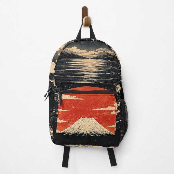 Item preview, Japanese Ocean Wave and Sacred Mountain | Vintage Ukiyo Inspired Landscape Art designed and sold by BrainCurves.