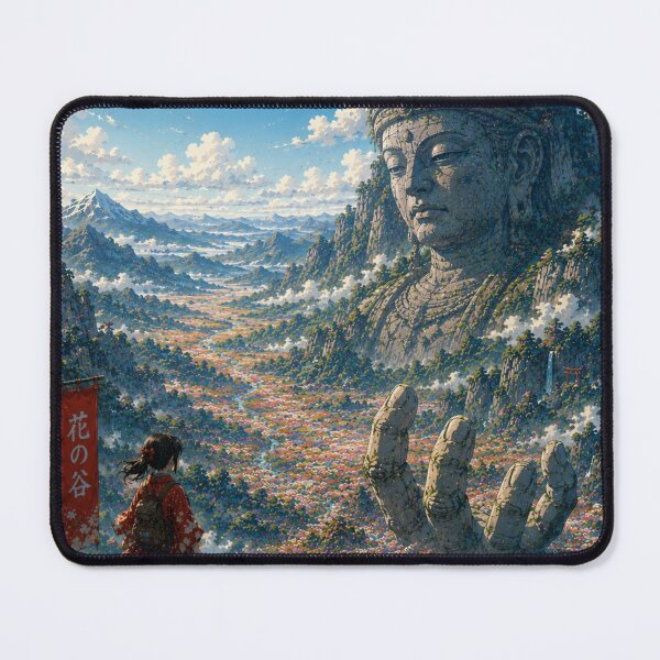 Item preview, Giant Sacred Statue Valley – Japanese Fantasy Ukiyo-e Wall Art designed and sold by Substance_life.